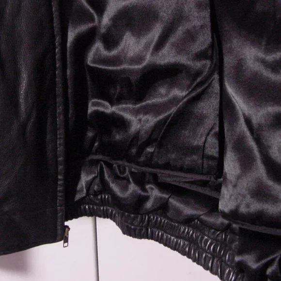 Vtg 90's Tannery West Black Leather Jacket Sz LT